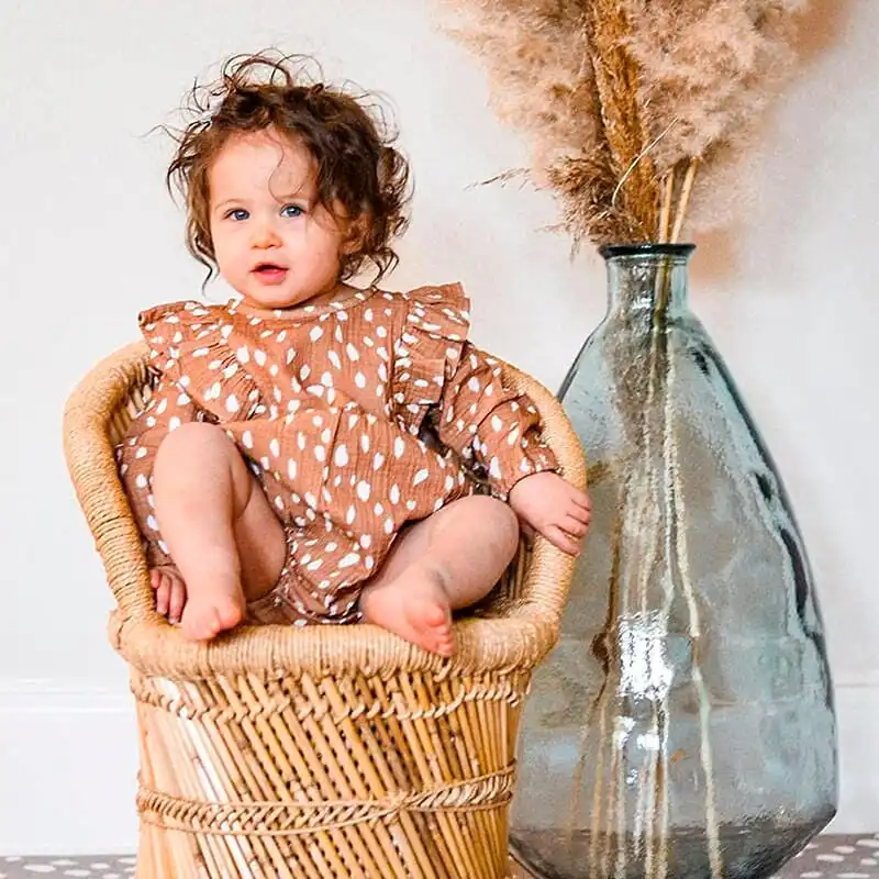 Long Sleeve Polka Dot Baby Romper