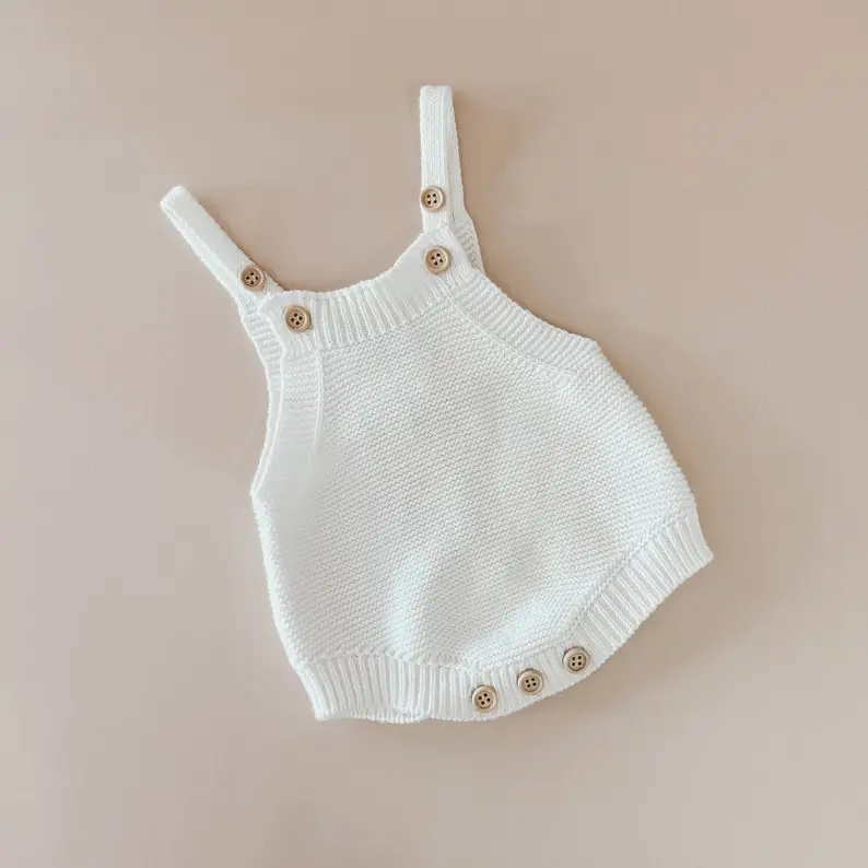 Milk Baby Mini Knit Romper - Short Sleeve - Summer - Cotton - Babies First Outfit - Photography Prop - Gender Neutral Clothing