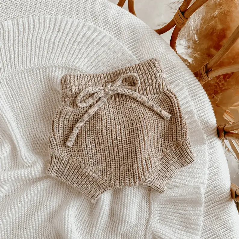 Baby Mini Knit Shorties Bloomers - Summer - Cotton - Babies First Outfit - Photography Prop - Gender Neutral Clothing - Knit Diaper Cover