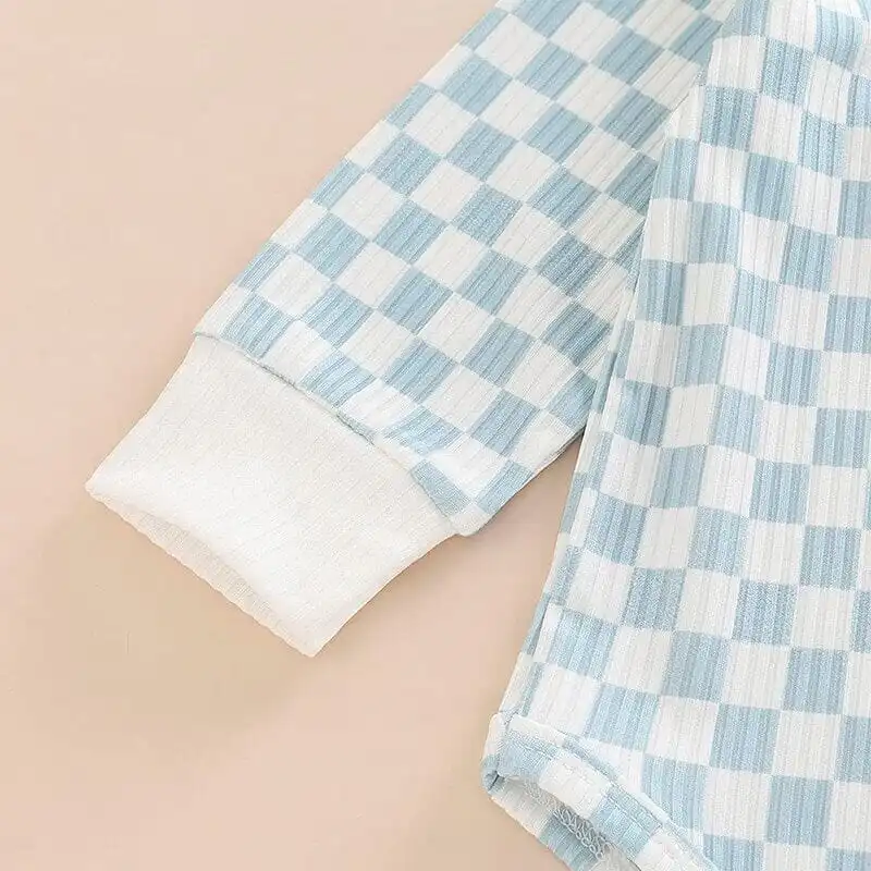Long Sleeve Blue Plaid Baby Set