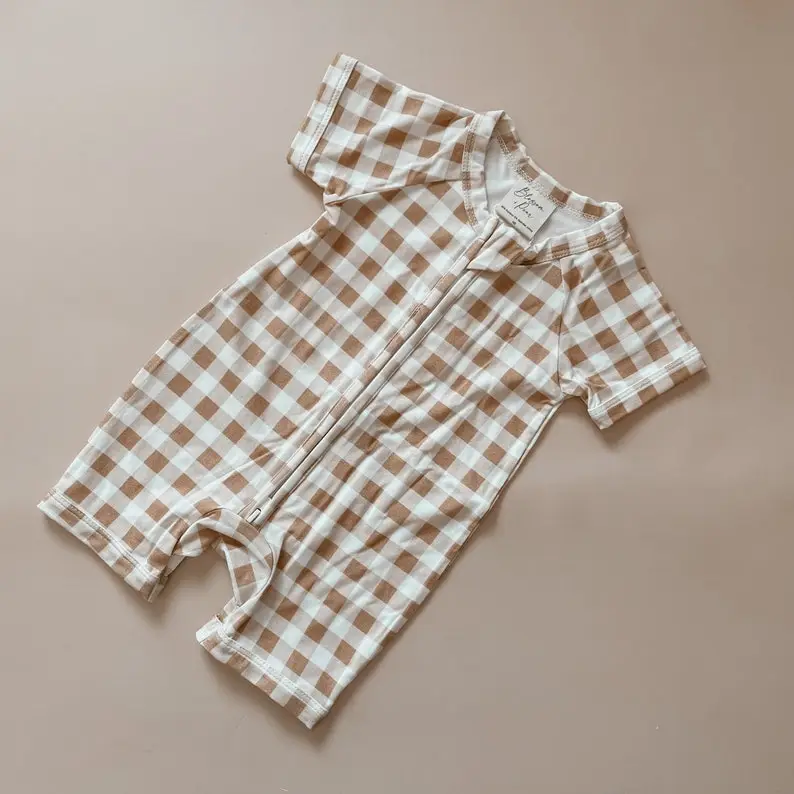 Short Sleeved Baby Zip Romper - Bamboo Romper - Zip suit - Baby Announcement Outfit - One piece - Newborn - Short Sleeve - Summer Clothes