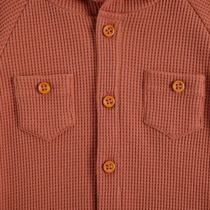 Solid Waffle Hooded Baby Jumpsuit