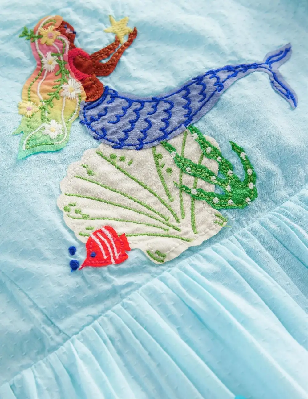 Toddler Girl Mermaid Appliqué Flutter-sleeve Dress