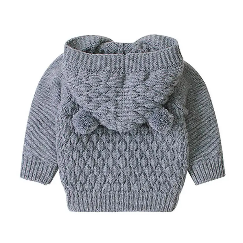 Solid Knit Hooded Baby Cardigan