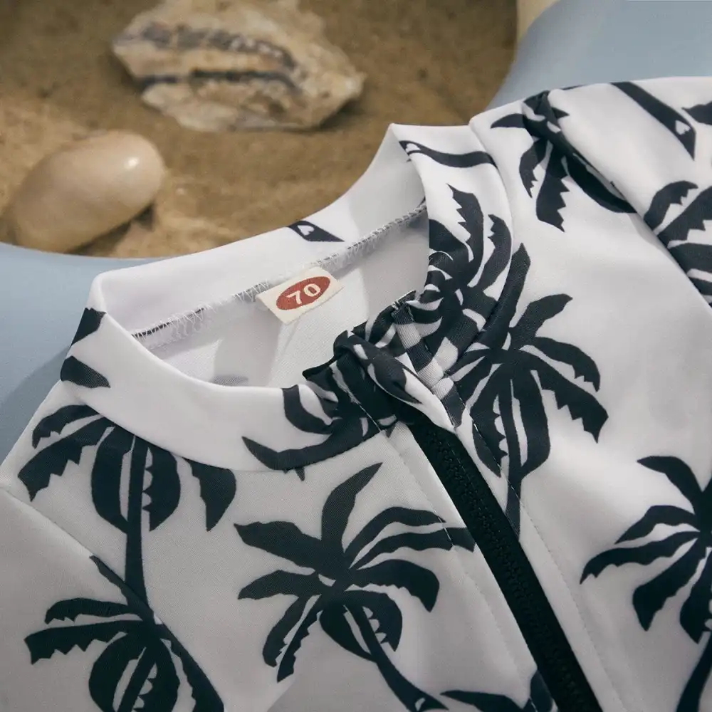 Boy Coconut Tree Swimsuit Set with Hat