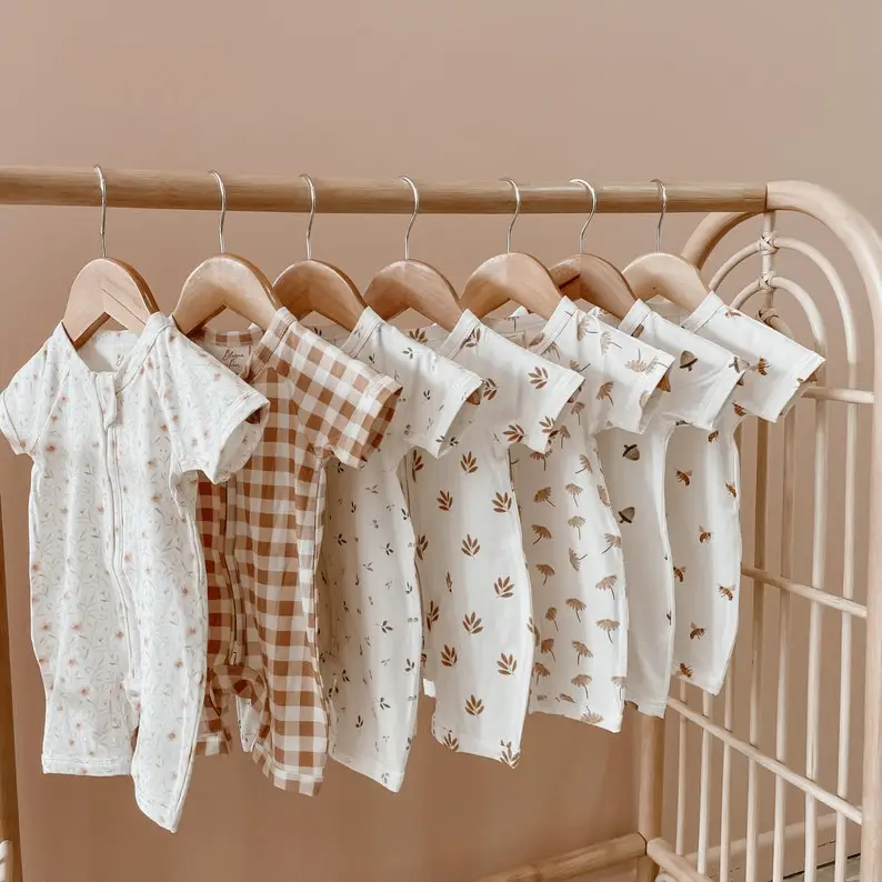 Short Sleeved Baby Zip Romper - Bamboo Romper - Zip suit - Baby Announcement Outfit - One piece - Newborn - Short Sleeve - Summer Clothes