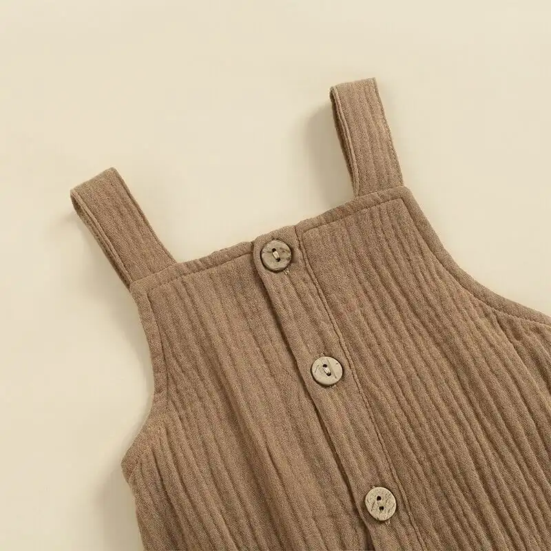 Sleeveless Muslin Solid Baby Jumpsuit