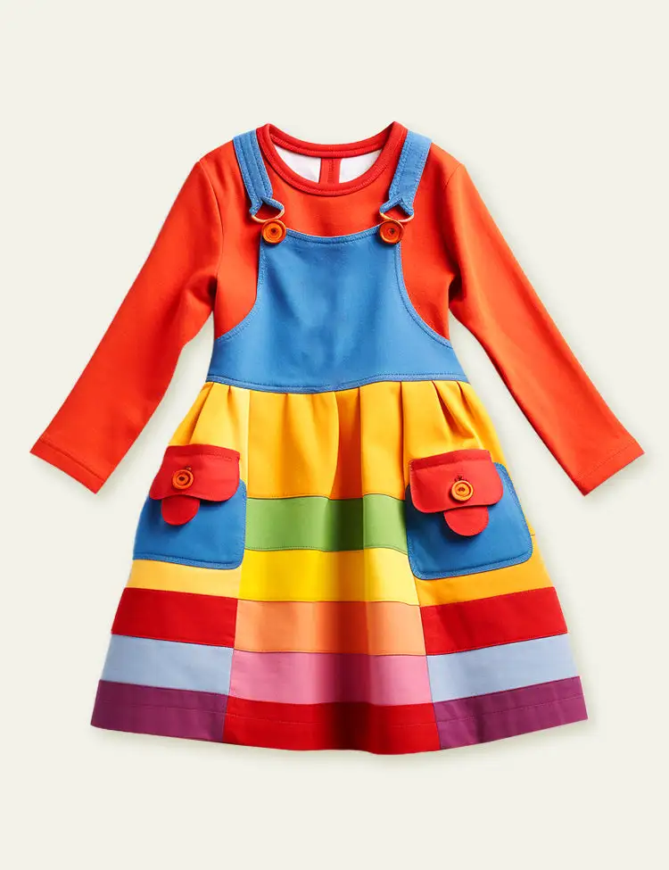 Toddler Kid Girl Striped Fake Two-Piece Dress