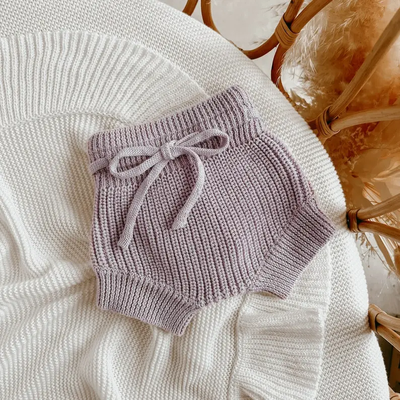 Baby Mini Knit Shorties Bloomers - Summer - Cotton - Babies First Outfit - Photography Prop - Gender Neutral Clothing - Knit Diaper Cover