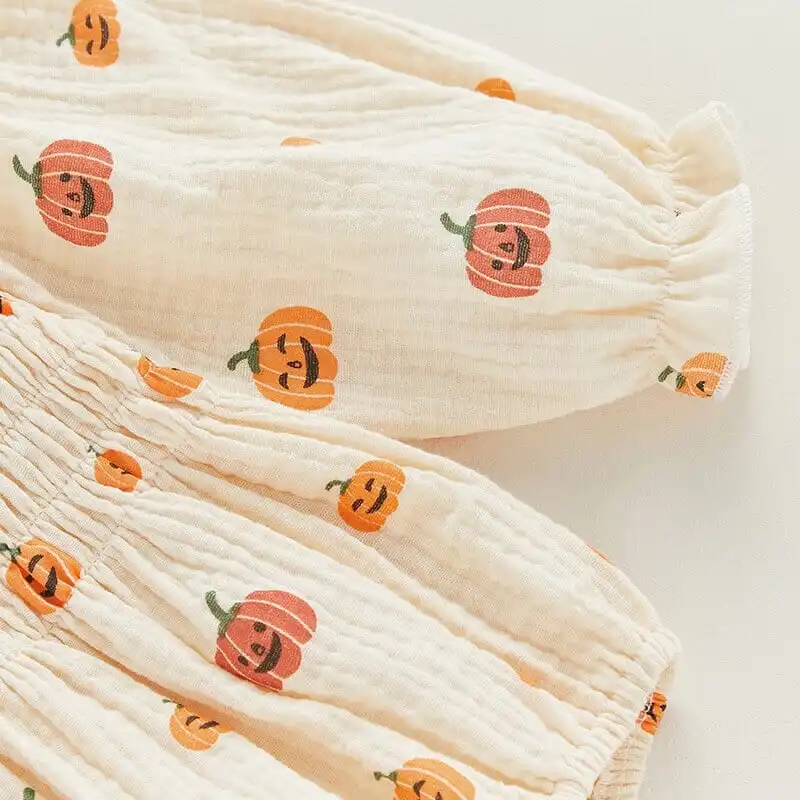 Long Sleeve Ruched Halloween Baby Romper