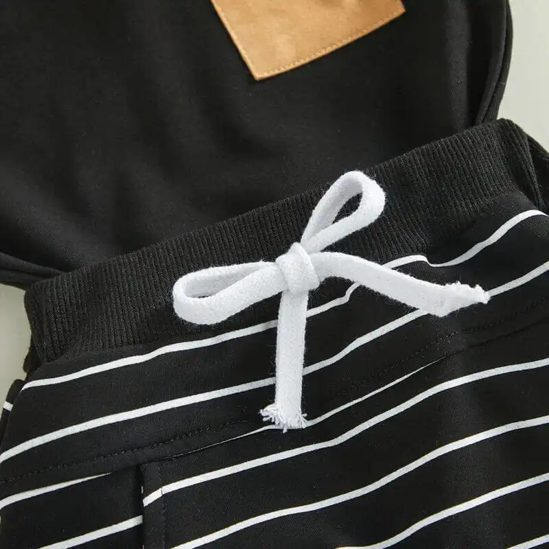 Sleeveless Striped Hooded Baby Set