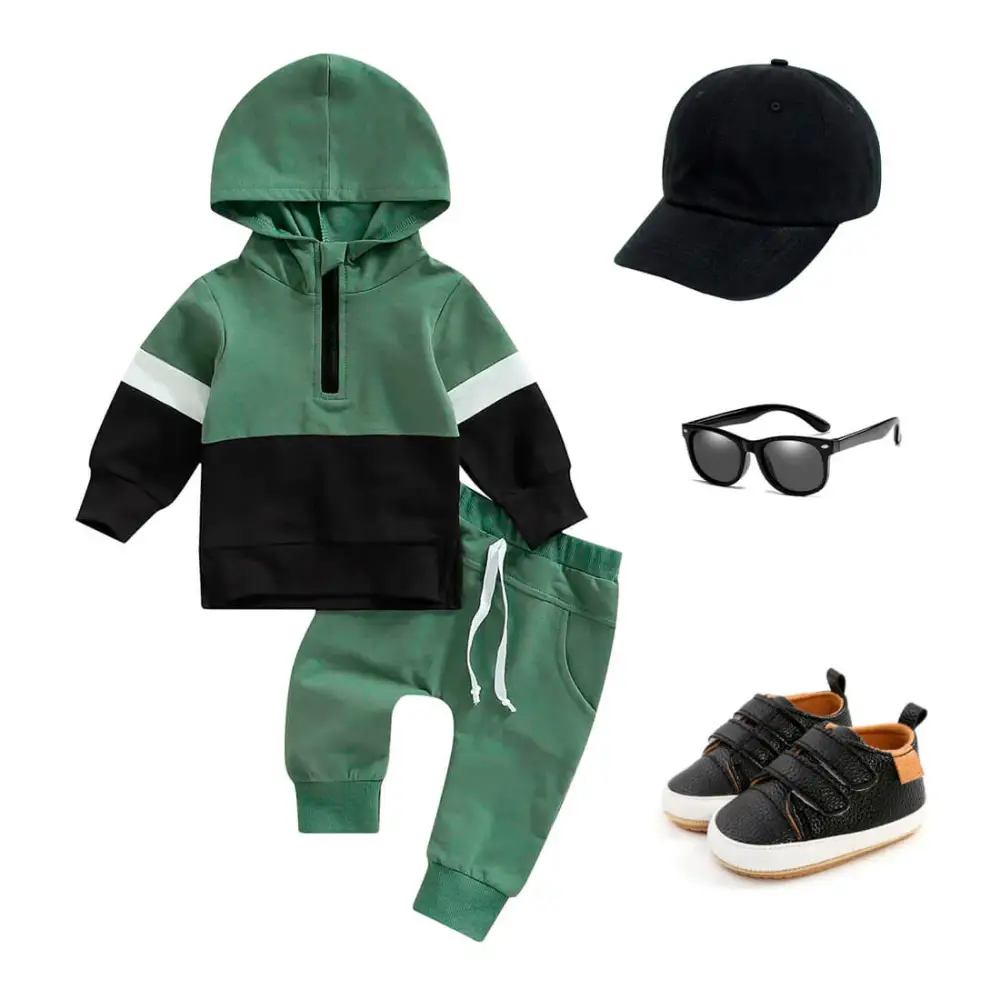 Green Pants Hooded Baby Set