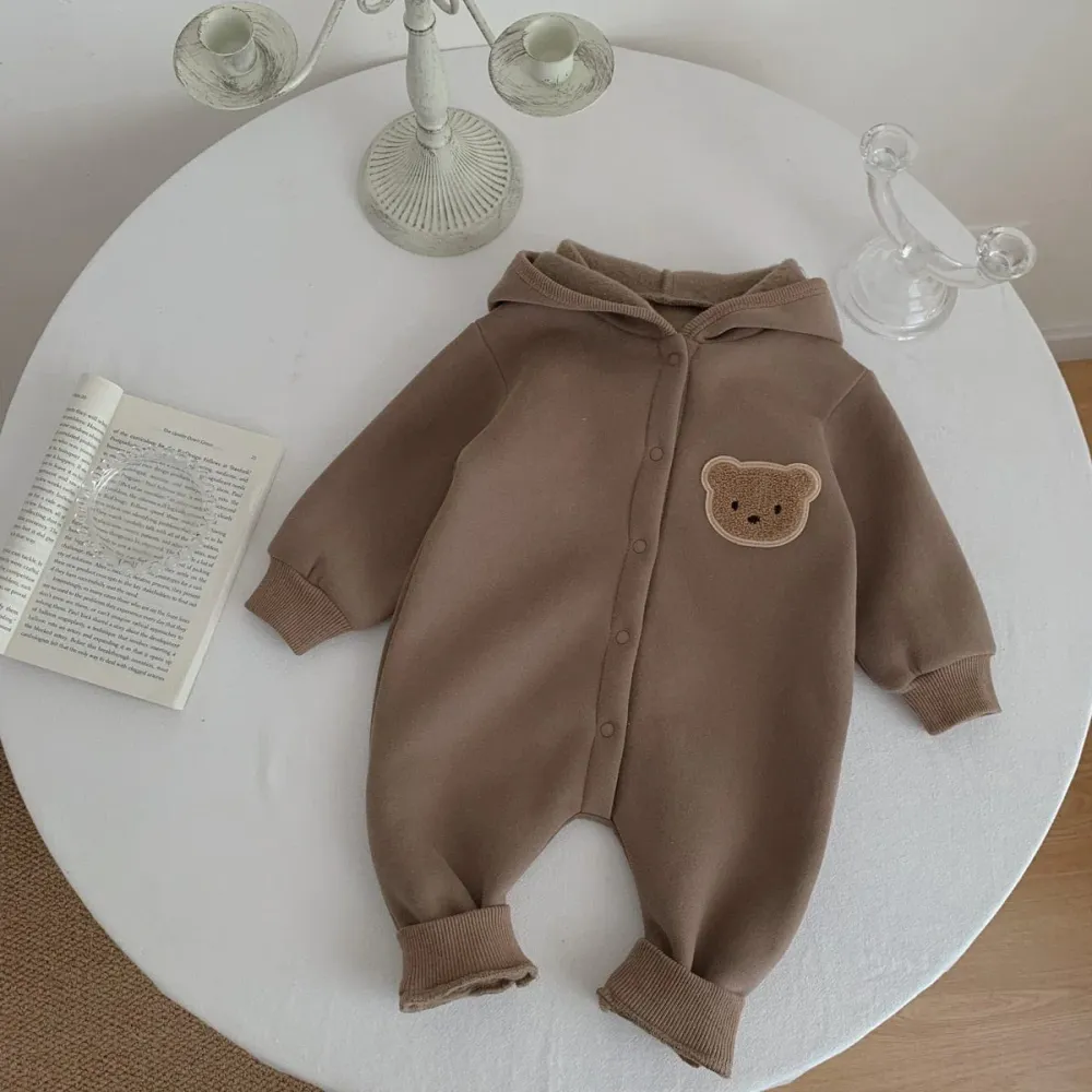 Cozy Baby Hooded Jumpsuit in Soft Fleece