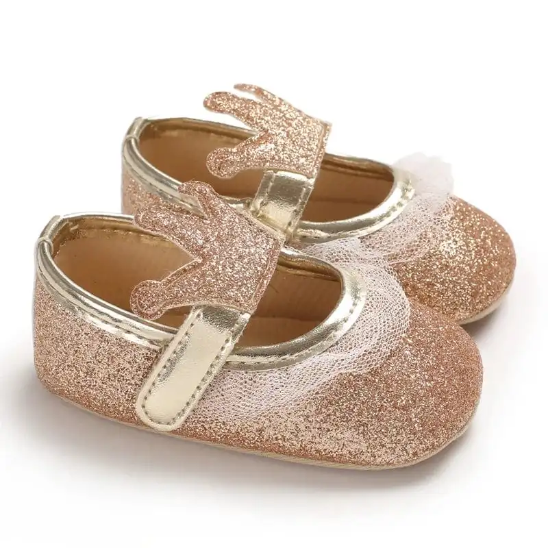 Metallic Bow Decorated Baby Girl Flats