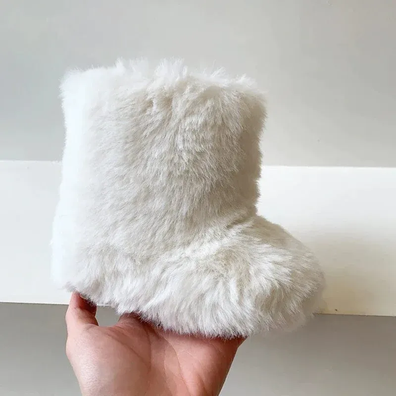 Warm Fluffy Plush Boots for Baby Girls