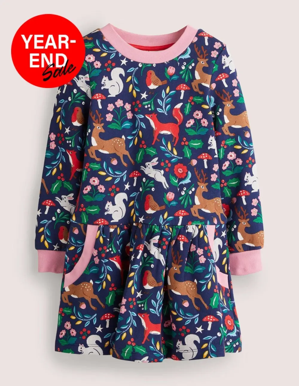 Toddler & Kid Girl Festive Animals Print Sweatshirt Splice Dress