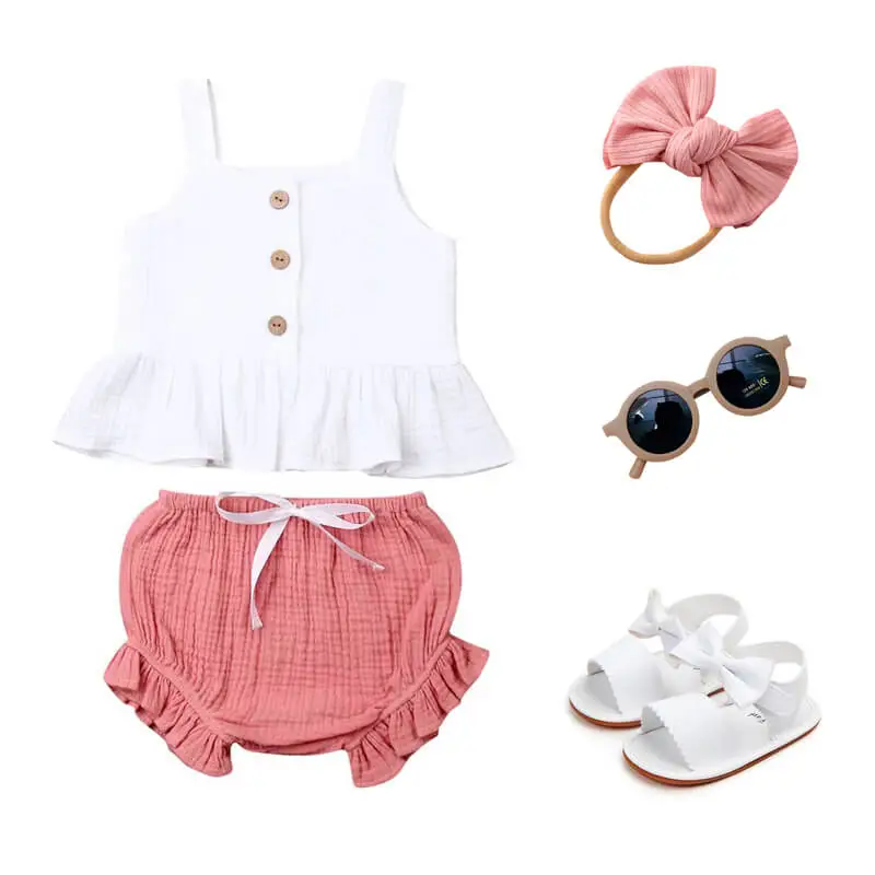 White Ruffled Top Toddler Set