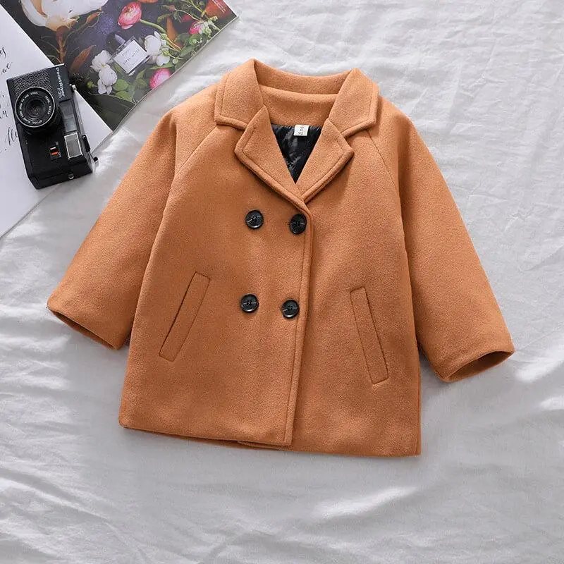 Solid Double Breasted Toddler Jacket