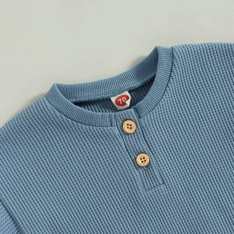 Short Sleeve Solid Waffle Baby Set