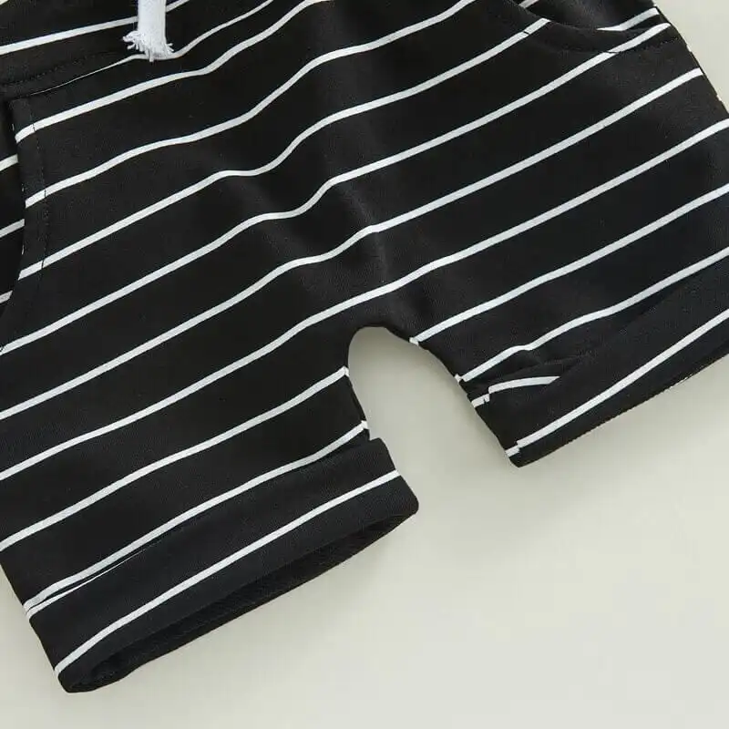 Sleeveless Striped Hooded Baby Set