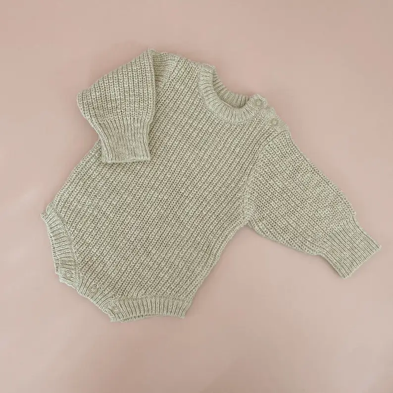 Chunky Knit Romper - 6 Colours available - Newborn to 12M - Newborn photoshoot - First outfit - White, Honey, Lilac, Blue, Sage and Blush