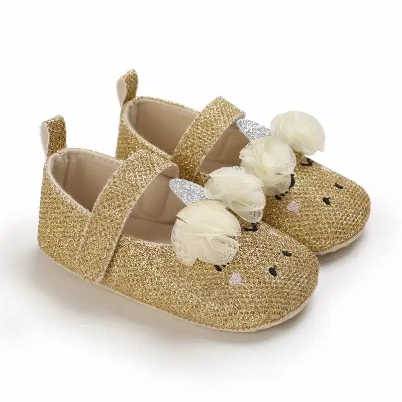 Metallic Bow Decorated Baby Girl Flats