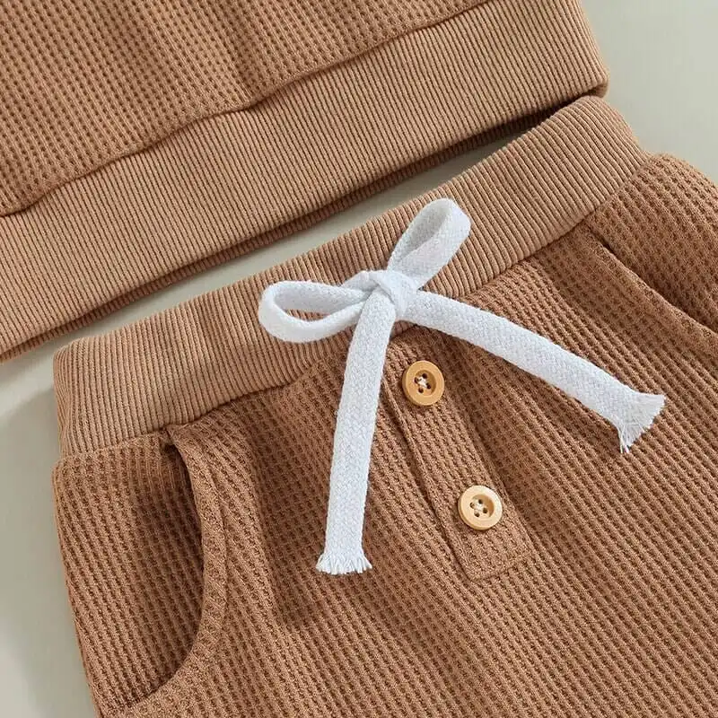 Short Sleeve Solid Waffle Baby Set