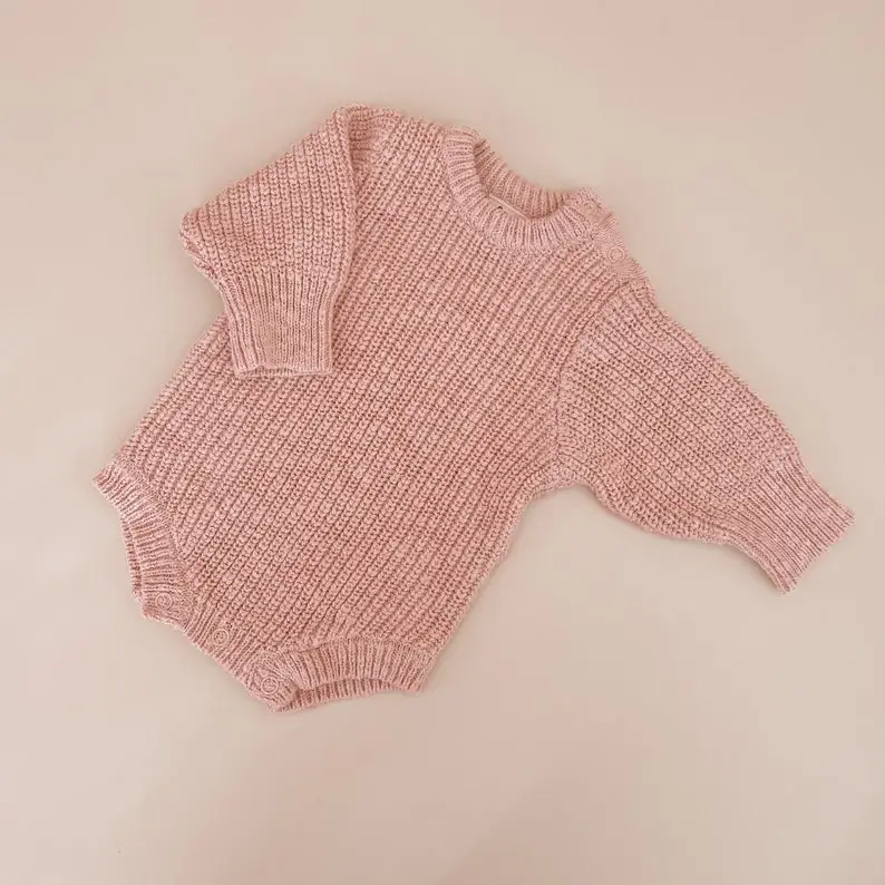Chunky Knit Romper - 6 Colours available - Newborn to 12M - Newborn photoshoot - First outfit - White, Honey, Lilac, Blue, Sage and Blush