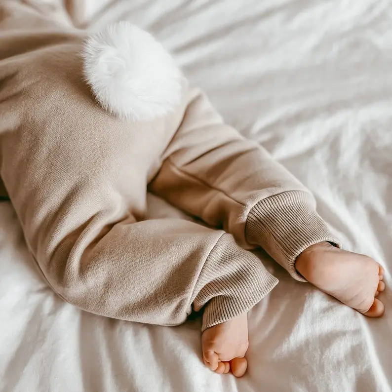 Little Bunny Hoodie Zip Romper - 100% Cotton - Toddler Winter Fashion - Baby Clothes -Announcement Outfit - Easter Outfit