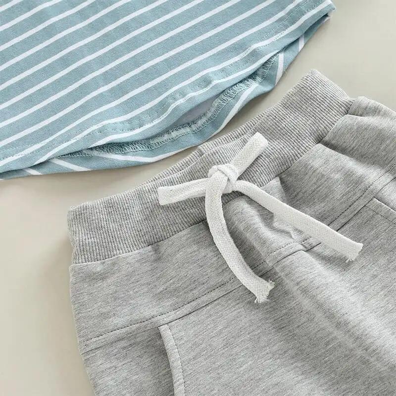 Gray Pants Striped Baby Set