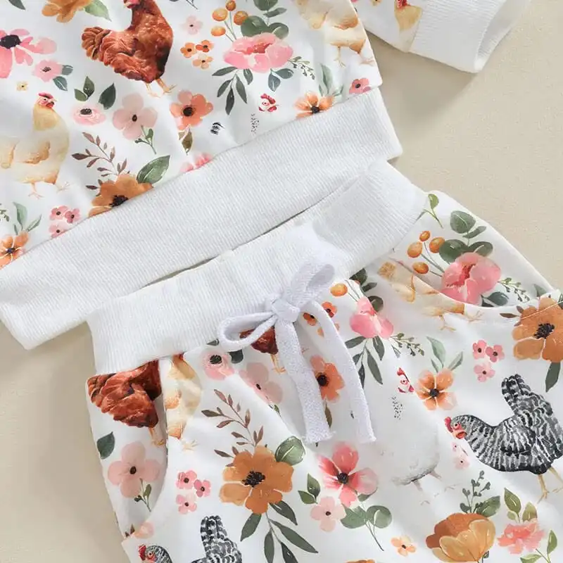 Long Sleeve Floral Chick Baby Set