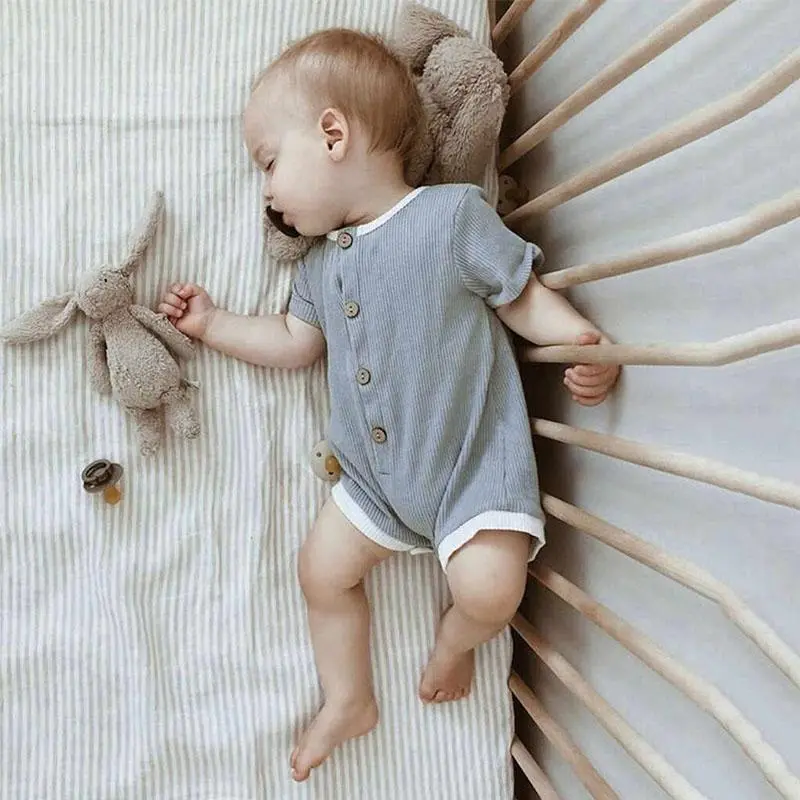Ribbed Button Baby Romper