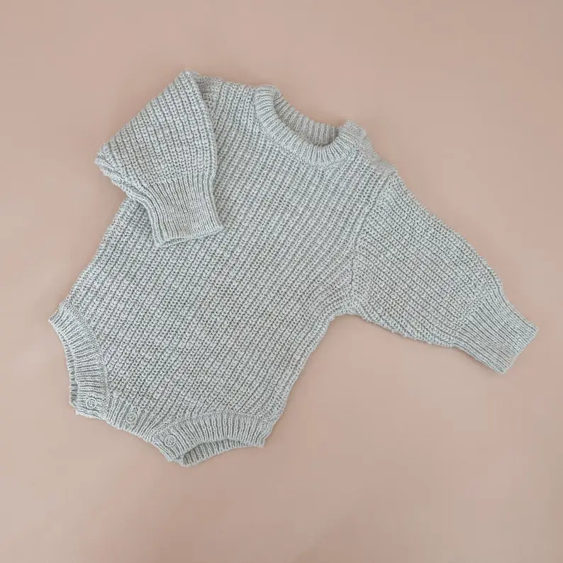 Chunky Knit Romper - 6 Colours available - Newborn to 12M - Newborn photoshoot - First outfit - White, Honey, Lilac, Blue, Sage and Blush