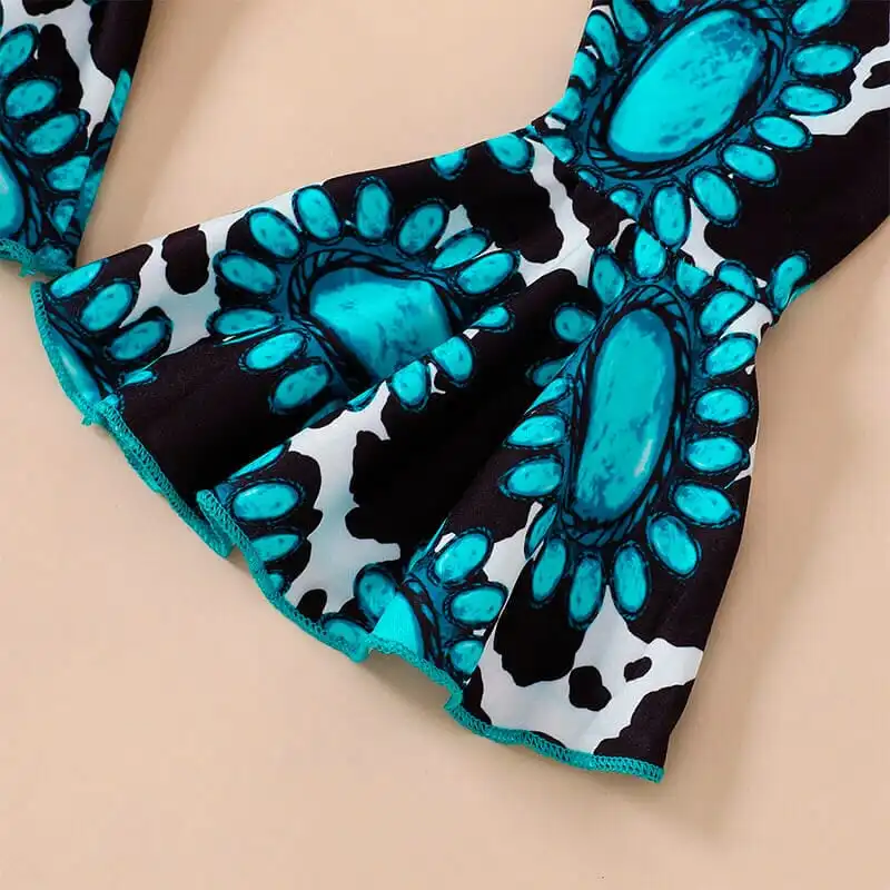 Blue Ruffles Flared Pants Toddler Set