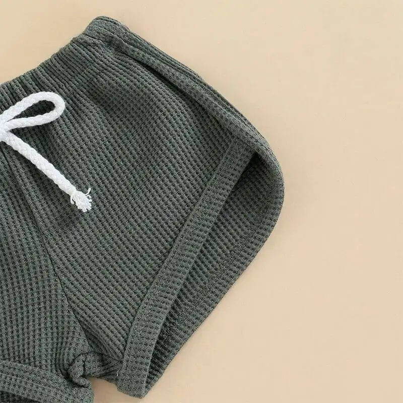 Sleeveless Solid Waffle Baby Set