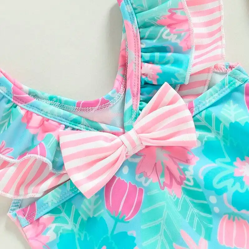Fly Sleeve Floral Toddler Swimsuit