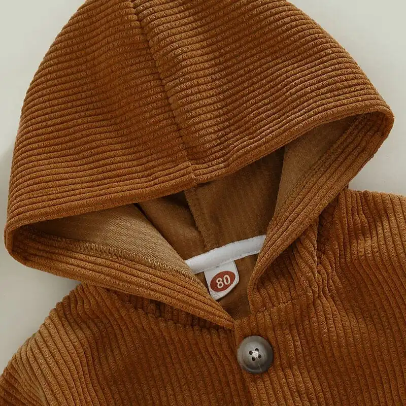 Solid Corduroy Hooded Toddler Jacket