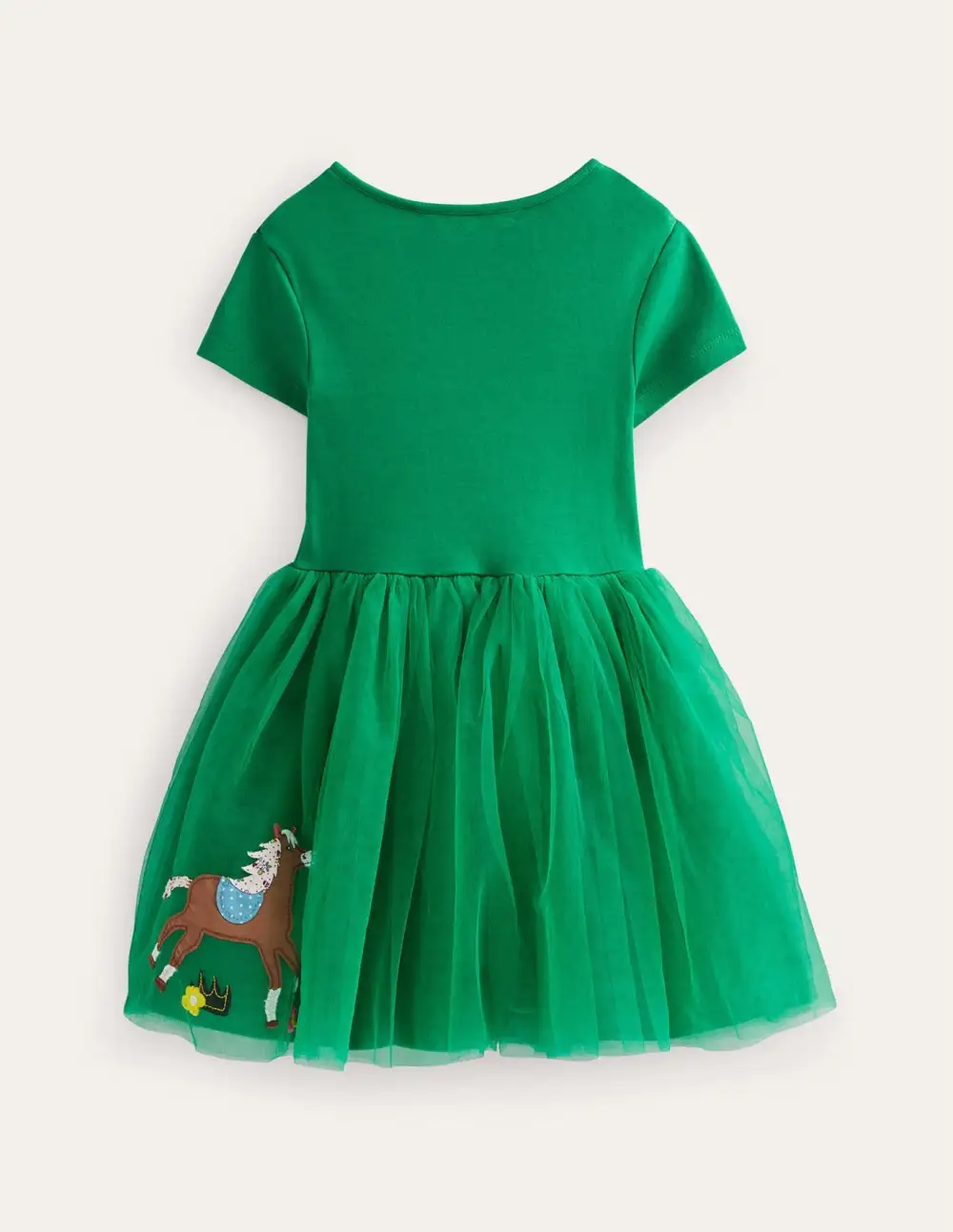 Toddler Kid Girl Horse Applique Tulle Ballet Short Sleeves Splice Dress