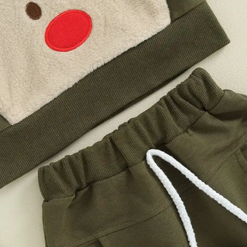 Long Sleeve Deer Hooded Baby Set