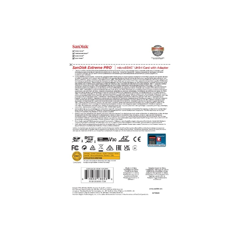 SanDisk Extreme PRO microSDXC UHS-I Memory Card 1 TB + Adapter & RescuePRO Deluxe (for Smartphones, Action Cameras or Drones, A2, Class 10, V30, U3, 200 MB/s Transfer)