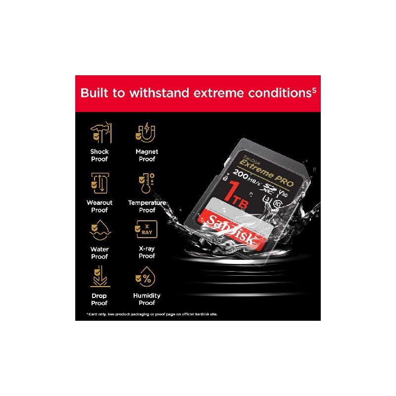 SanDisk 1TB Extreme PRO SDXC UHS-I Memory Card - C10, U3, V30, 4K UHD, SD Card - SDSDXXD-1T00-GN4IN