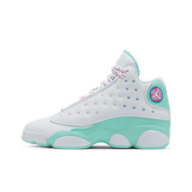 Air Jordan 13 Retro White Soar Green Pink GS – 439358-100