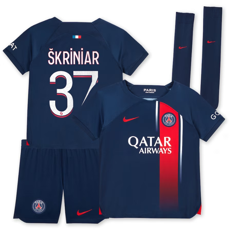 Paris Saint-Germain Home Stadium Kit 2023-24 - Little Kids with ?kriniar 37 printing