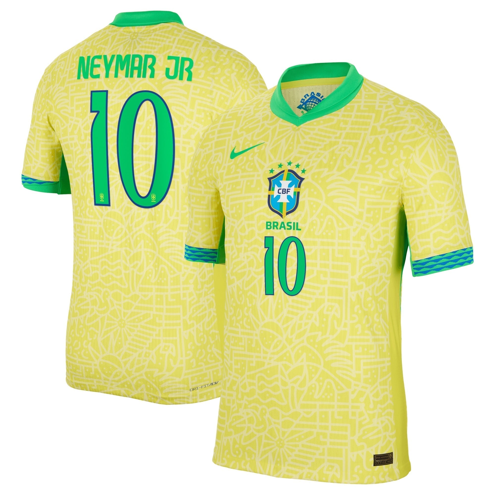 Neymar Jr. Brazil National Team Nike 2024 Home Match Player Jersey �C Yellow