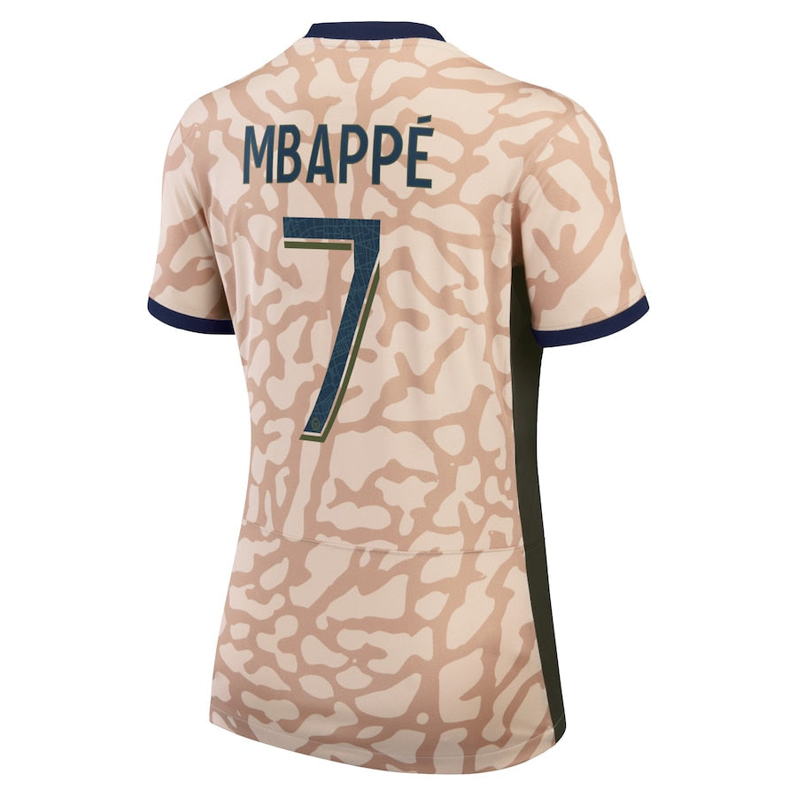 Kylian Mbappe Paris Saint-Germain Jordan Brand Women's 2023/24 Fourth Stadium  Player Jersey?�C Tan