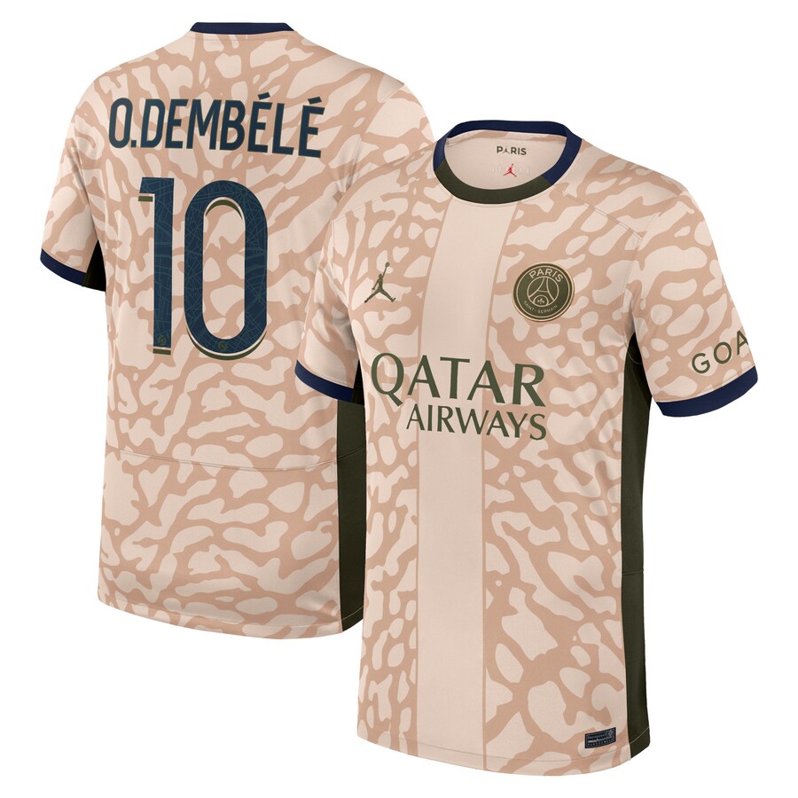 Ousmane Demb��l�� Paris Saint-Germain Jordan Brand 2023/24 Fourth Stadium Player Jersey?�C Tan