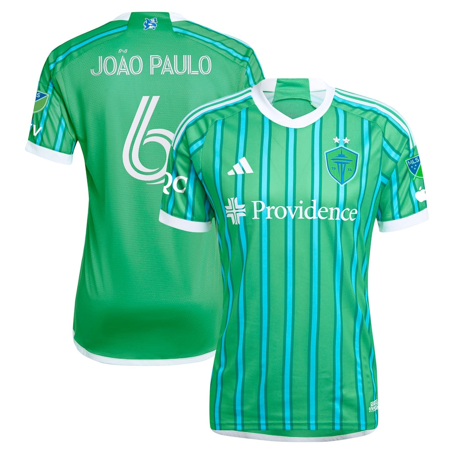 Joao Paulo Seattle Sounders FC adidas 2024 The Anniversary Kit Authentic Player Jersey?�C Green