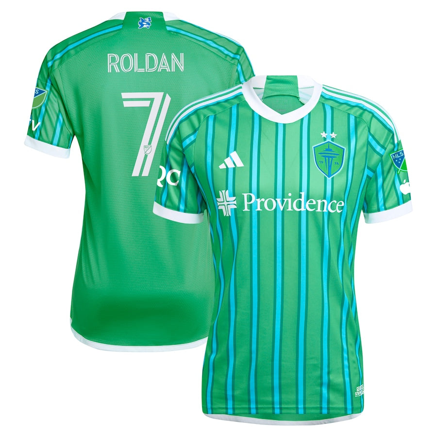 Cristian Roldan Seattle Sounders FC adidas 2024 The Anniversary Kit Authentic Player Jersey?�C Green