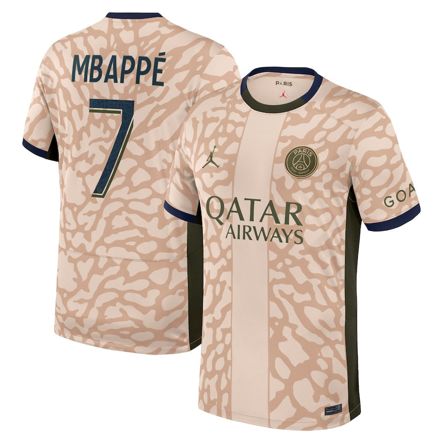 Kylian Mbappe Paris Saint-Germain Jordan Brand 2023/24 Fourth Stadium Player Jersey?�C Tan