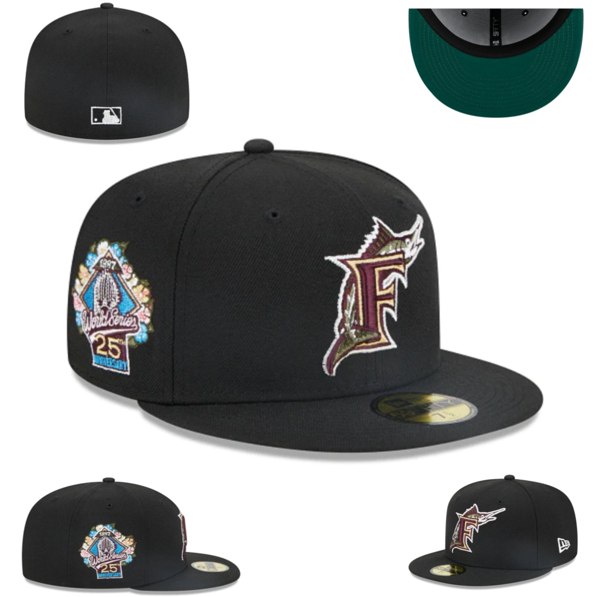 Miami Marlins 25th Anniversary World Series Black Fitted Cap